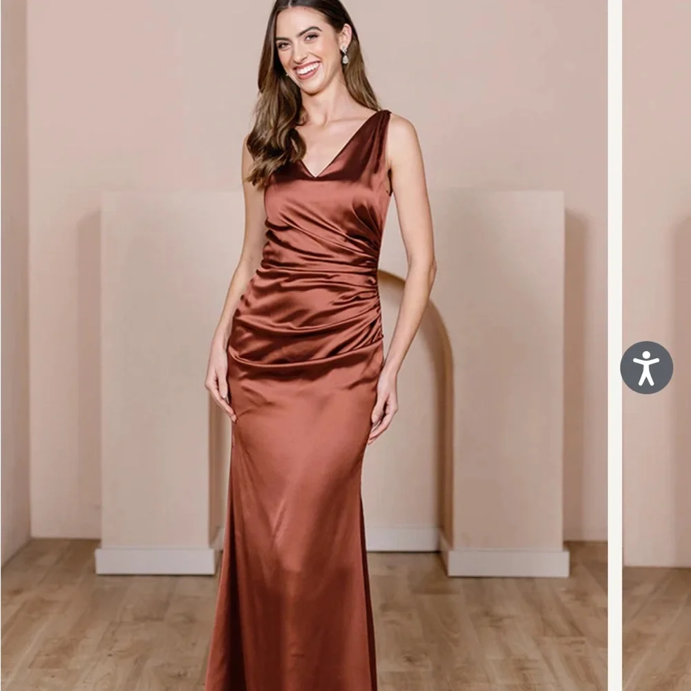 Revelry Dawson Satin Dress Cinnamon Rose size 12 - Picture 1 of 4